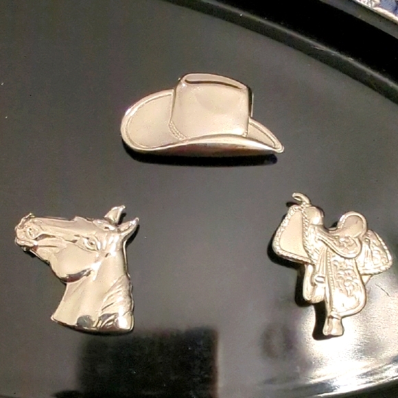 VINTAGE WESTERN COWBOY BUTTON COVERS Silver tone x (6) - Picture 3 of 5